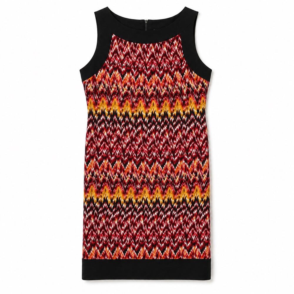ALYX Women's Sleeveless Abstract Ikat Sheath
Dress Size 12P Red Black Career